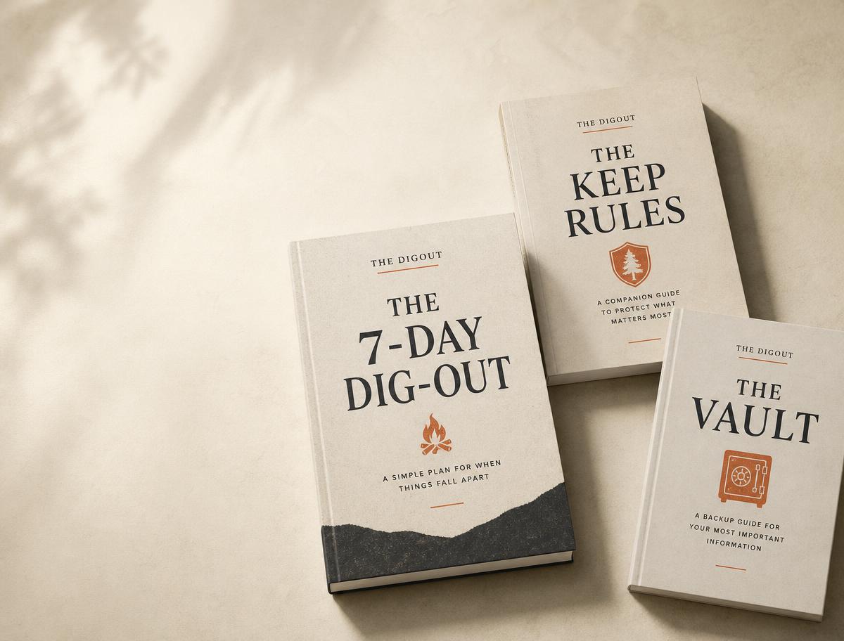 The Digout 7-day phone cleanup system shown on a tablet and phone